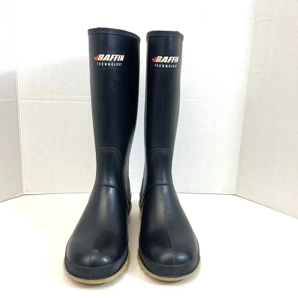 Baffin Technology Rain‎ Boots Men's 8 Waterproof Black Rubber Oil Acid Resistant